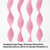 Bright Pink Fringe Crepe Streamer - 30 ft